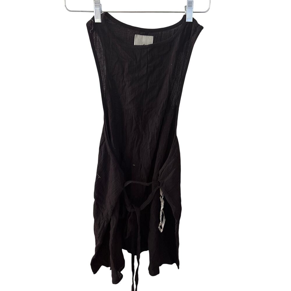 NWT One Teaspoon Sz S Spanish Solid Black Sleeveless Tie Waist Boho Mini Dress